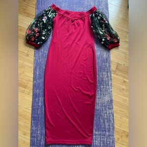Off the shoulder puffy sleeve dress